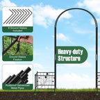 Happygrill Garden Arbor, 86" Metal Archway Pergola w/2 Side Planters, 8 Ground Stakes, Sturdy Metal Frame, Outdoor Arch Trellis for Climbing Plants, Wedding Ceremony, Garden Decoration
