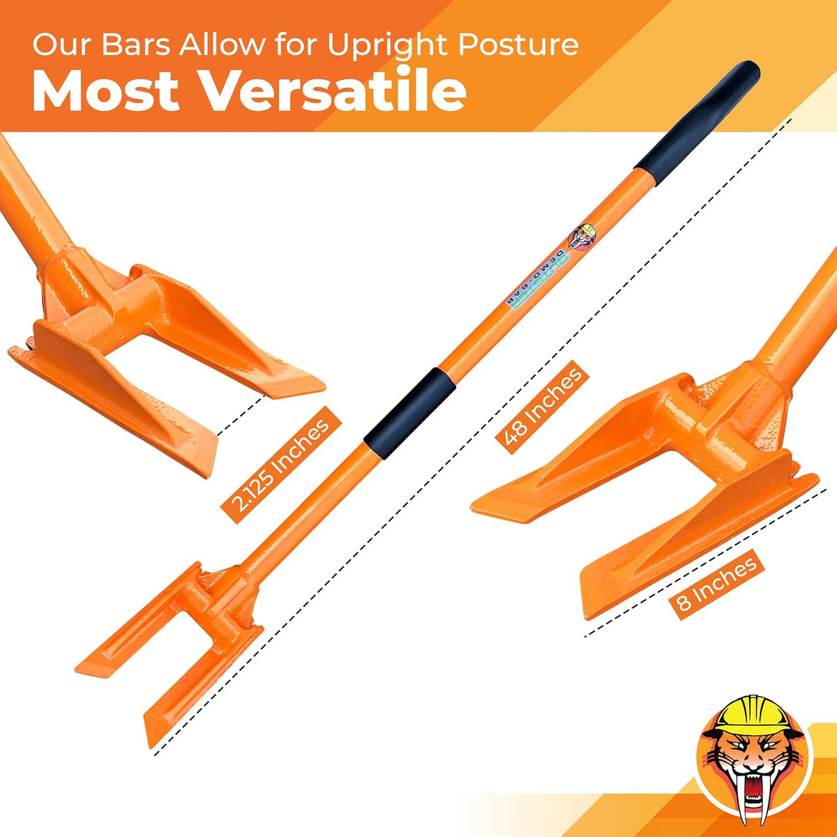 48” Oval Handle Demolition Bar – Ceiling/Wall Demo Bar - Versatile Multi Tool - For Home Renovations and DIYs - Trusted by Contractors, Firefighters & Restoration Professionals