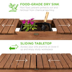 Best Choice Products Mobile Garden Potting Bench, Outdoor Wood Workstation Table w/Sliding Tabletop, 4 Locking Wheels, Food Grade Dry Sink, Storage Shelves - Brown