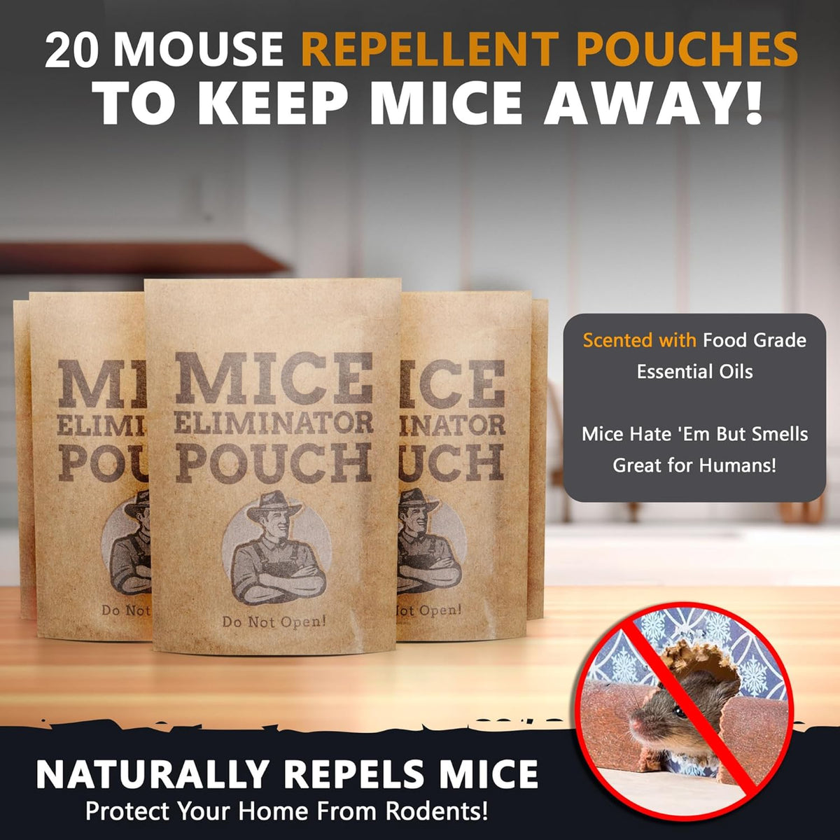 All-Natural Mice Repellent Pouches – Harmless Peppermint Essential Oil Mouse Deterrent - Keep Mice Out of Your Home and Your Family Safe - by Tougher Than Tom
