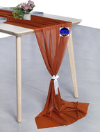 MDS 2 Pack 10ft Chiffon Table Runner 29 x 120 Inches Sheer Wedding Runner Romantic Rustic Table Runner for Wedding Decorations, Birthday Parties, Bridal Shower Party Arch Decor - Terracotta