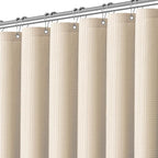 Beige Fabric Shower Curtain - Waffle Textured Heavy Duty Shower Curtains for Bathroom, 256GSM Hotel Spa Luxury Weighted Bath Curtain with 12 Hooks, 72x72, Beige