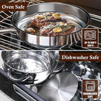 15-Piece Stainless Steel Cookware Set, Non-Toxic Pots and Pans Set with Glass Lids, Kitchen Induction Cookware with Steamer, Utensils Set & Fry Basket, Dishwasher & Oven Safe, Silver