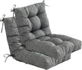 QILLOWAY Outdoor Chair Cushion for Patio Furniture, Waterproof Patio Cushions Set of 2 with Ties, Fade Resistant Replacement Pads for Outdoor Rocking Chairs,Charcoal Grey,Black