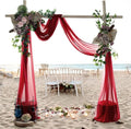 MDS Halloween Chiffon Draping Fabric - 2 Panel, 30" Wide x 40ft Long - Sheer Spooky Arbor & Canopy Drapery for Haunted House Backdrops, Party Ceilings, DIY Costumes & Themed Events - Apple Red