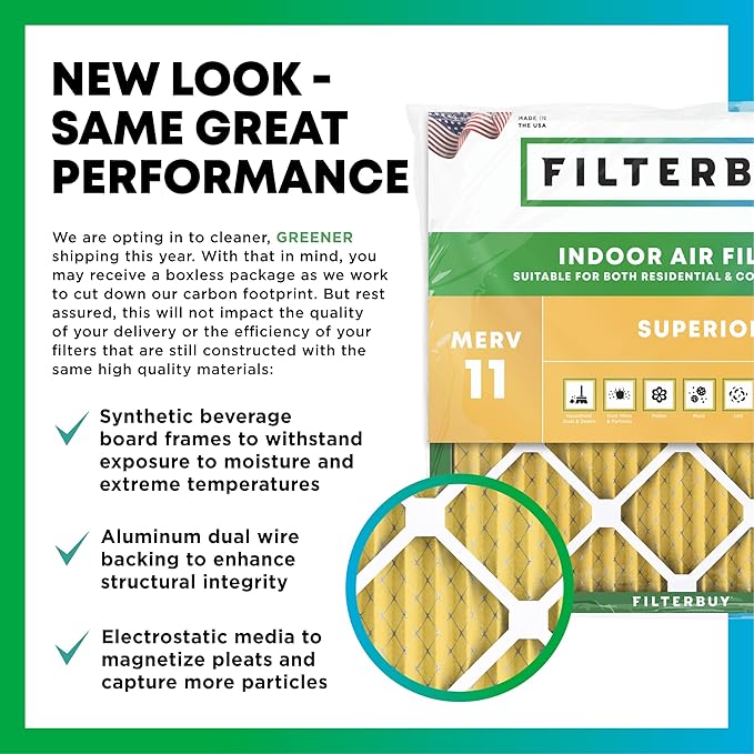 Filterbuy 16x24x2 Air Filter MERV 11 Superior Pet & Allergy Defense (12-Pack), Electrostatic Pleated HVAC AC Furnace Filters Replacement, Made in USA (Actual Size: 15.38 x 23.38 x 1.75)
