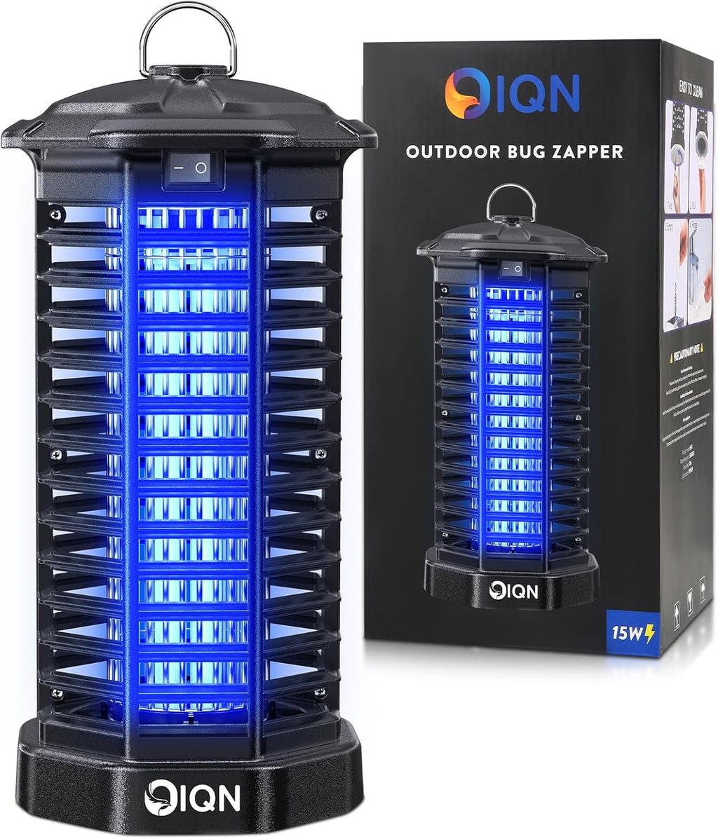 Bug Zapper Outdoor, Plug in Electric Mosquito Fly Zapper w/ 15W Light & 4200V Grid & on/Off Switch, Mosquito Traps & Killer for Indoor, Kitchen, Patio, Backyard and More (Black)