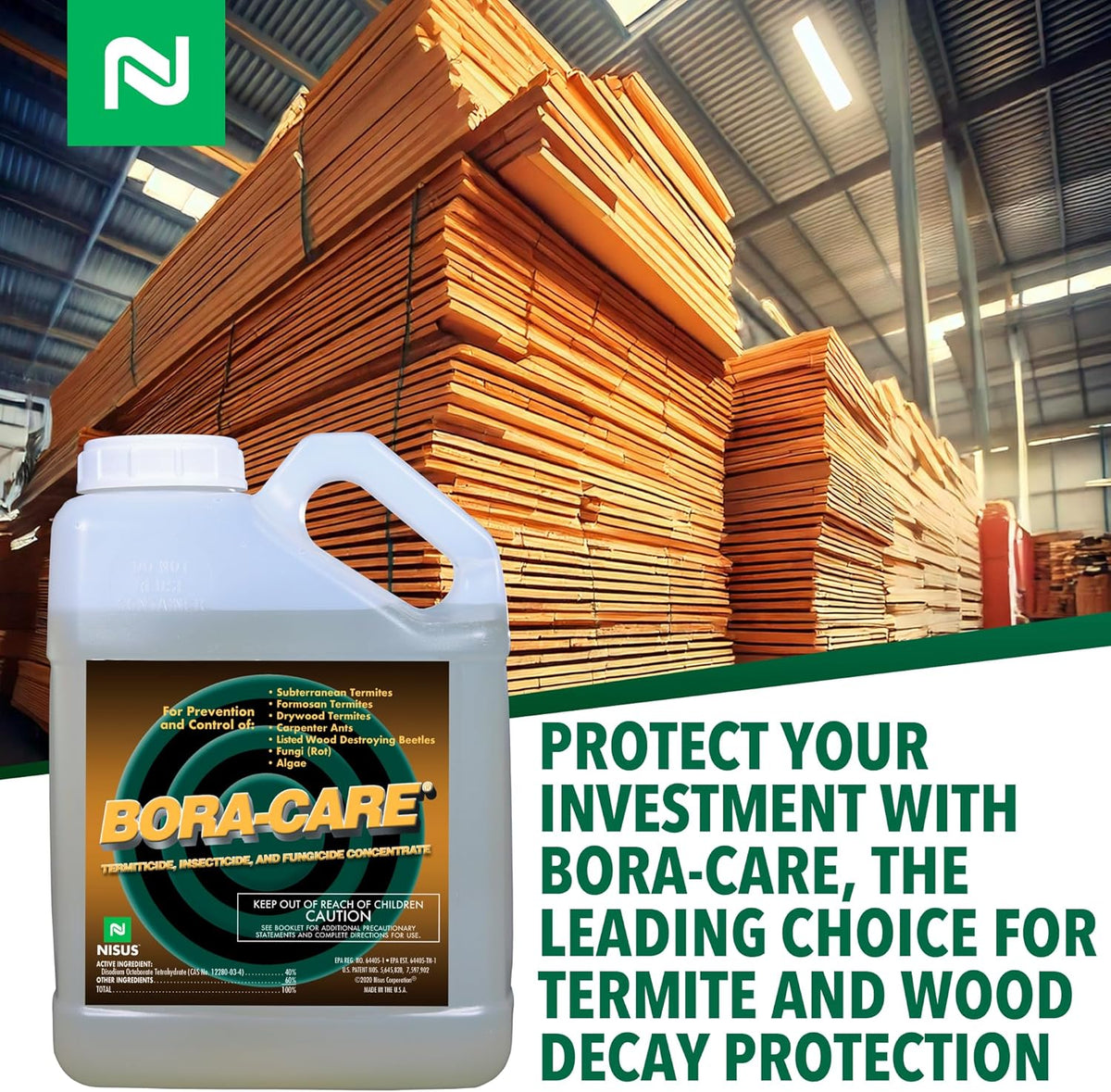 Bora-Care Termiticide Insecticide and Fungicide Concentrate, Wood Treatment for Termite and Beetle Prevention, 1 Gallon