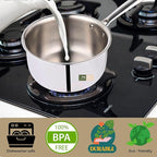 Triply Stainless Steel Saucepan with Lid, 1.3 Quart / 1250 ML, All Clad Induction Compatible Tri-Ply Heavy Duty Sauce Pans, Oven Safe, Thick Saucier Pan, Dishwasher Friendly
