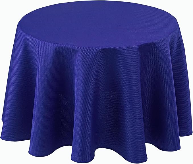 Biscaynebay Textured Fabric Round Tablecloths 70", Royal Blue Water Resistant Table Cloth Circle Folding Table Covers for Dining, Kitchen, Wedding, Parties etc. Machine Washable