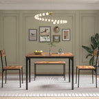soges 4 Pieces Dining Table Set, 43.3 inch Kitchen Table Set for 4, Dining Set with 2 Chairs and Bench with Storage Rack, Nesting Furniture Set for Dining Room, Kitchen, Restaurant, Rustic Brown
