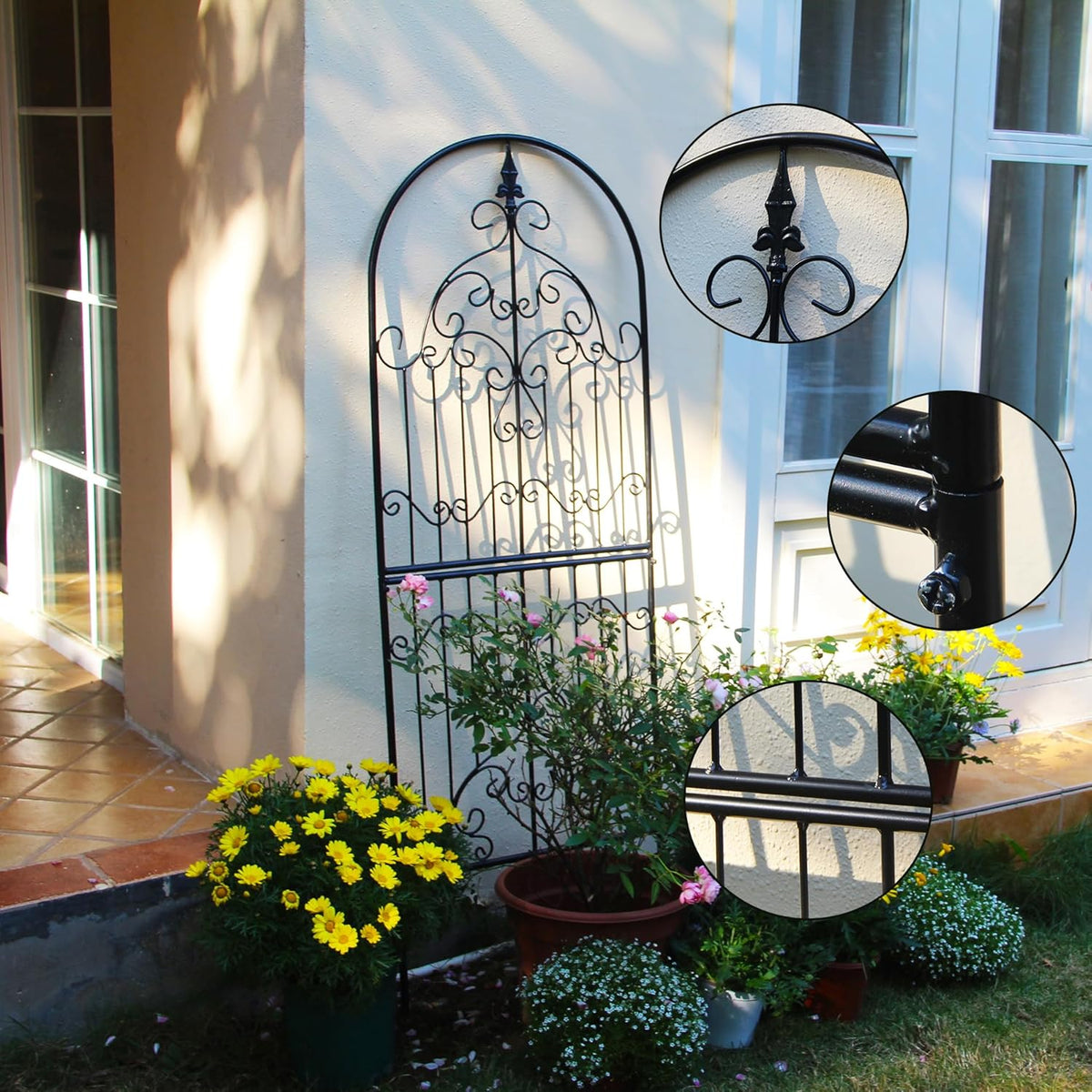 Trellis for Climbing Plants 59" H x 21.6" W Metal Unique Design Decorative Garden Structure Weather-Resistant Trellises Outdoor Decor Flowers Roses Vine Ivy Clematis