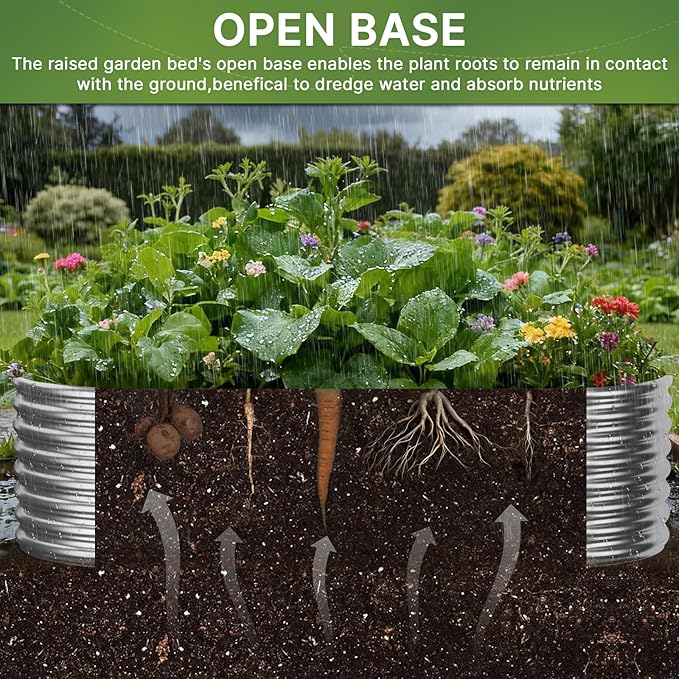 3 PCS Tall Galvanized Raised Garden Bed Outdoor, Metal Garden Bed for Vegetables, Above Ground Garden Box for Flower, Steel Raised Beds for Gardening - 4x2ft