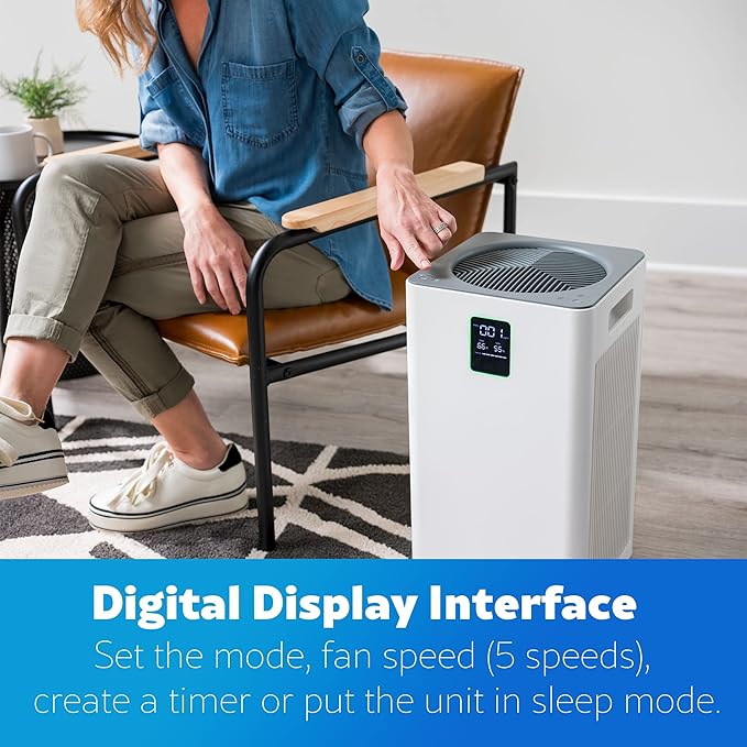 Kenmore PM3020 Air Purifiers with H13 True HEPA Filter, Covers Up to 1500 Sq.Foot, 24db SilentClean 3-Stage HEPA Filtration System, 5 Speeds for Home Large Room, Kitchens & Bedroom
