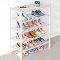 Smiry Bamboo Shoe Rack for Closet, 5 Tier Wooden Stackable Shoe Organizer, Free Standing Shoes Storage Shelf for Entryway, Front Door Entrance, White