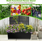 Metal Planter Box with Trellis, 72"x35"x16" Metal Raised Garden Bed with Trellis, Trellis Planter Box with Drainage Holes & Lockable Casters for Climbing Plants, Vegetables, and Vines