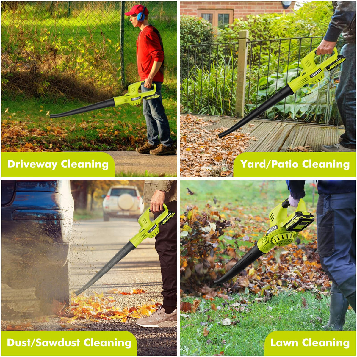 Leaf Blower Cordless 21V Electric with 2 Batteries and Charger Lightweight