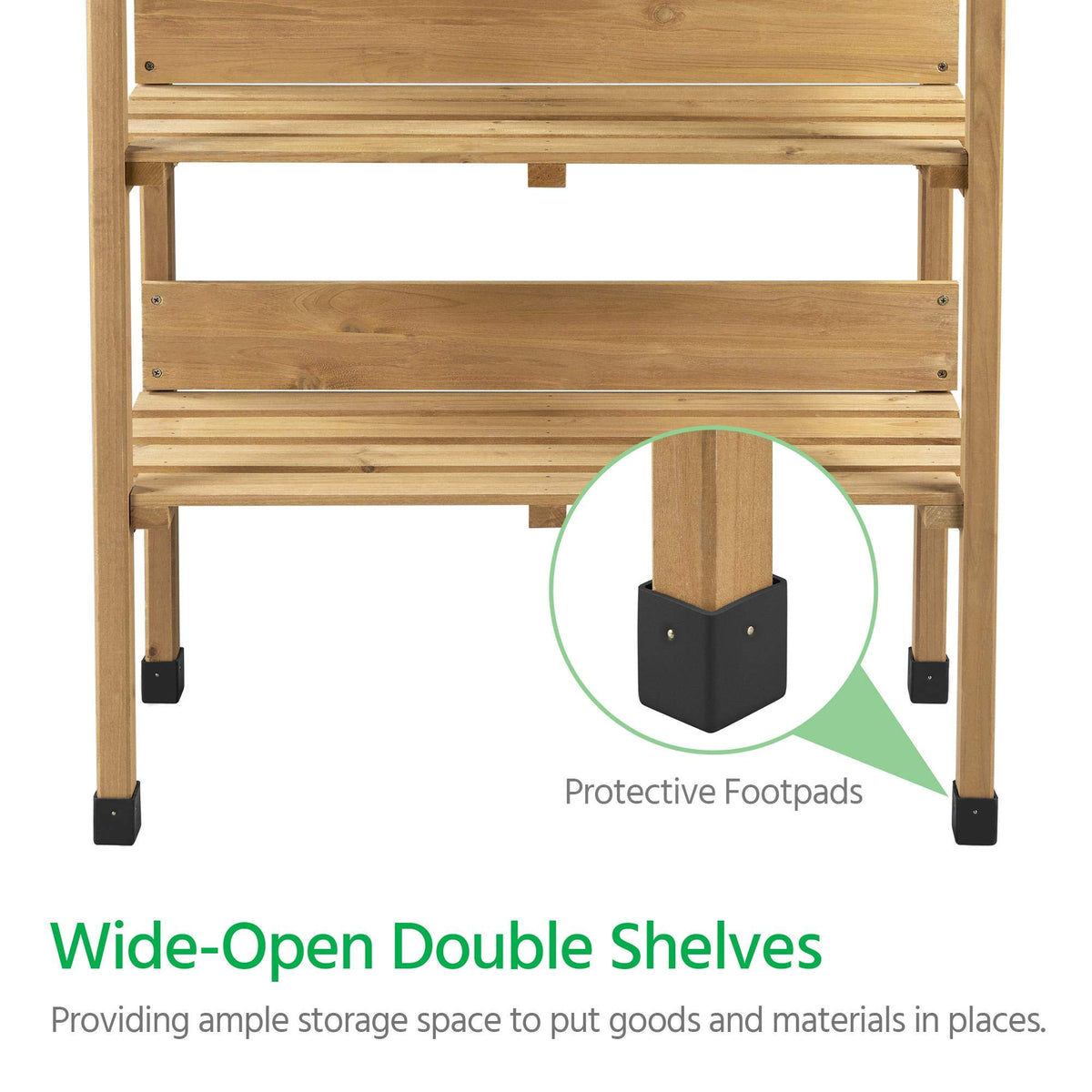 Yaheetech Potting Bench Outdoor Console Table w/3-Tier Storage,Natural Wood