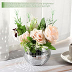 Jinei 24 Pcs Disco Vases Bulk Silver Mirror Disco Ball Flower Glass Ball Planter Candle Holder Glass Vase for Wedding Table Centerpieces Bedroom Office Birthday Decoration (3" X 4")