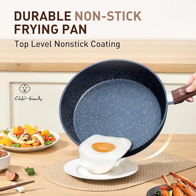 DisDelight Pots and Pans Set Non Stick, Nonstick Induction Granite Kitchen Cookware Sets, Induction Nonstick Granite Cooking Set, Induction Cookware Cooking Pan Set, Pan Sets for Cooking, Blue