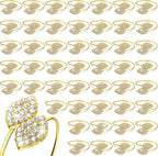 Hotop 500 Pcs Napkin Rings Gold Table Decorations, Elegant Bling Leaves Napkin Rings, Rhinestone Guest Towels Buckle for Wedding Gold Party, Thanksgiving Christmas Dinner Banquet Table Decoration