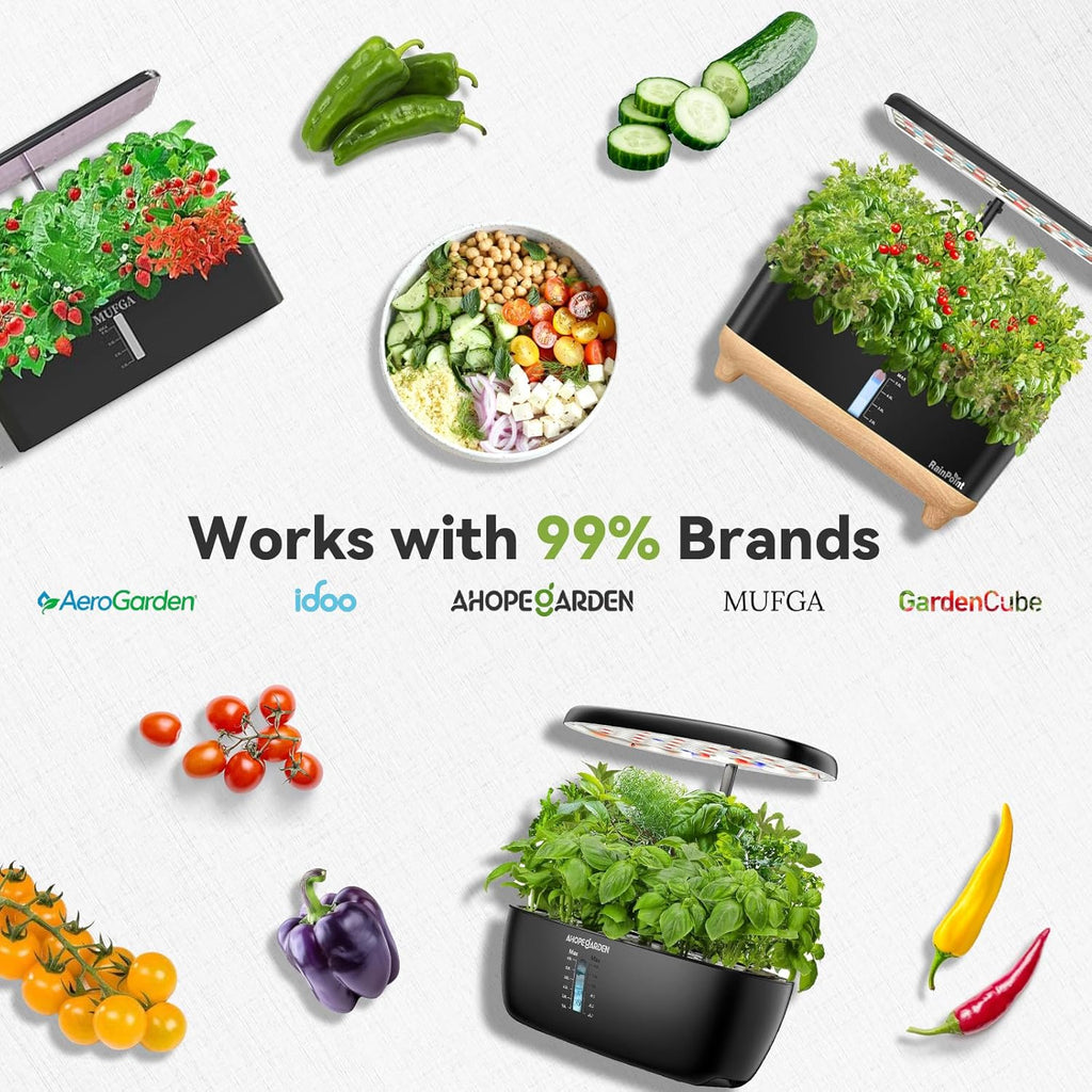 Salsa Garden Seed Pod Kit for AeroGarden, iDoo, Ahopegarden Hydroponic System, 400+ Seeds Includes Red Chili, Green, Yellow, and Purple Bell Pepper, Cucumber, Red/Golden Cherry Tomato (7-Pod)