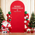 6.6FT Red Arch Cover - Polyester Fitted Wedding Arch Stand Covers Round Top Chiara Arch Backdrop Cover for Birthday Party Banquet Photo Background Decoration