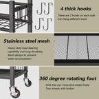 Garden Tool Organizer with Wheels for Garage and Shed, Spacious Tool Storage, Multi-Tier Design with Side Hooks for Rakes, Shovels, Brooms, and Yard Tools Rolling Cart