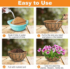 Riare 4 Pack 12 Inch Round Coco Liners Replacement, 100% Natural Coconut Coir Liners for Hanging Baskets, Garden Flower Vegetables Planter Pot, Window Box, Fence, Decks