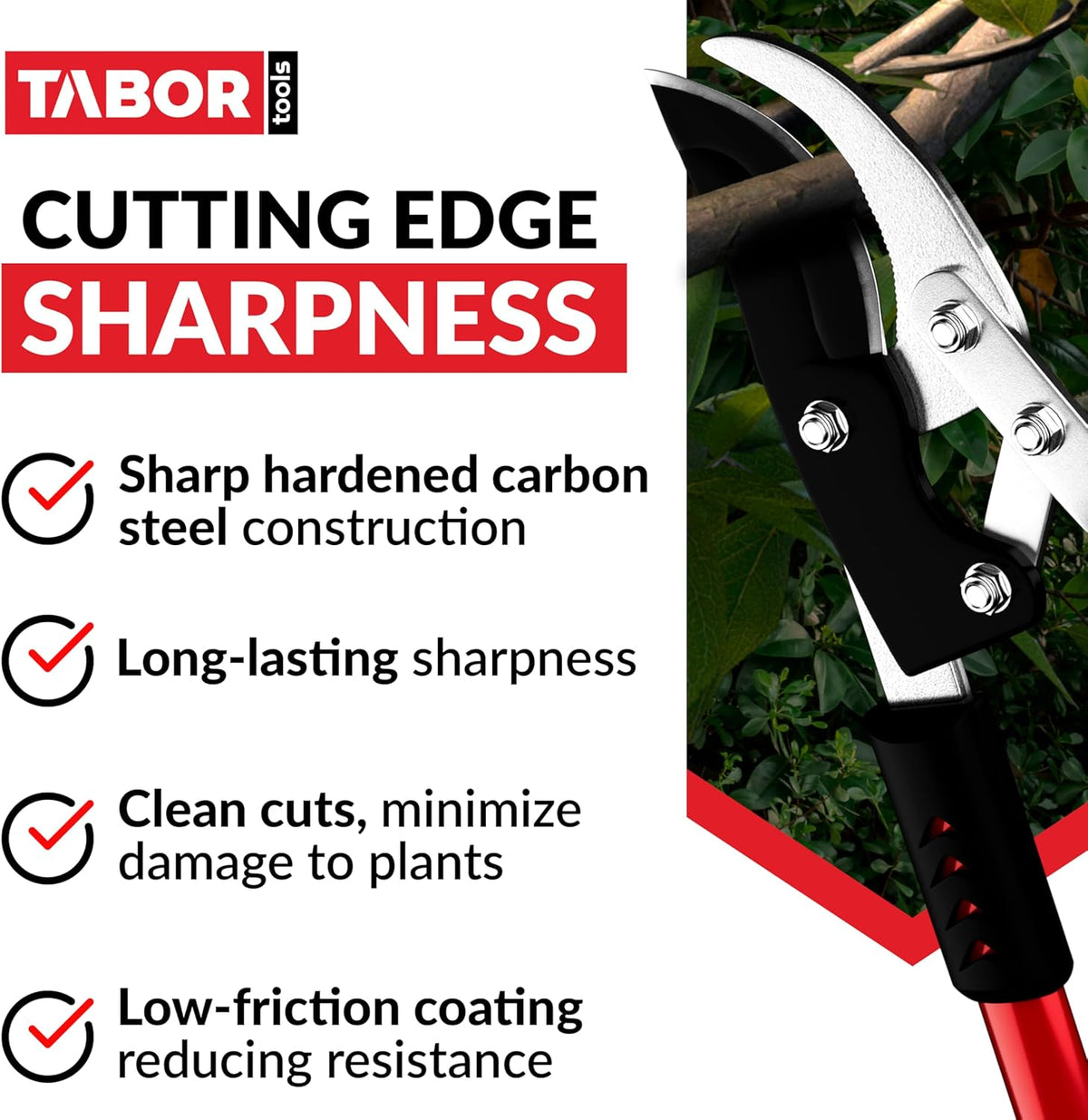 TABOR TOOLS GG11A Bypass Lopper with Compound Action, 30 Inch Tree Trimmer, Branch Cutter with ⌀ 1 3/4 Inch Cutting Capacity, Delivers Clean Cuts with Ease.