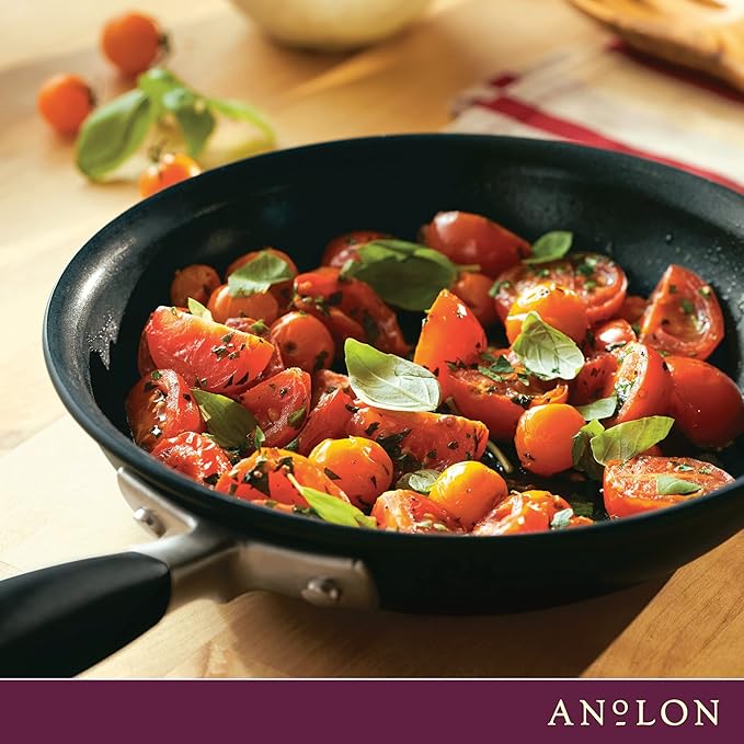 Anolon Advanced Home Hard Anodized Nonstick Frying Pan, 8.5 Inch – Small Non Stick Egg Pan, Durable Nonstick Skillet - Onyx