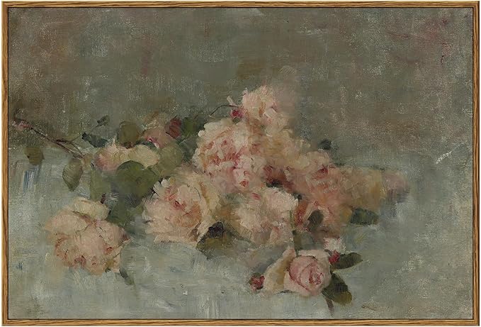 InSimSea Framed Wall Art - Large Canvas Prints: Classical Oil Painting Roses for Living Room, Bedroom, Home Office & Bathroom Decor - 16x24in