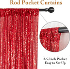 ShinyBeauty Red Sequin Curtains 8 Panels, 2FTx8FT - Dazzling Glitter Backdrop for Festive Events, Birthday Parties, and Christmas Decor, Sparkle Photo Background