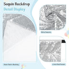 SquarePie Sequin Backdrop Not See Through Thick Stain Background for Photography Glitter Curtain Party 10FT x 10FT Silver