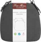 Outdoor Chair Cushions Set of 2,Patio Seat Cushion 17"x16"x2",U-Shaped Dining Chair Cushion 17 by 16 Inch,Water Resistant,Fade-Resistant Chair Pads for Kitchen Garden Furniture(Charcoal Gray)