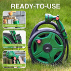1/2" x 50FT Retractable Garden Hose Reel，With 10 Patterns Spray Nozzle，Portable Heavy Duty Garden Hose Holder for Garden Watering，Car & Patio Washing，Pet Cleaning（Green）