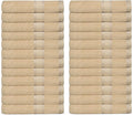 Casa Lino Face Towels & Body Wash Cloths for Showering - 100% Cotton Wash Cloths for Bathroom - Highly Absorbent & Quick Drying Washcloth Set - Cotton Washcloths 24 Pack (12" x 12") - (Linen Brown)