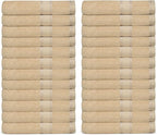 Casa Lino Face Towels & Body Wash Cloths for Showering - 100% Cotton Wash Cloths for Bathroom - Highly Absorbent & Quick Drying Washcloth Set - Cotton Washcloths 24 Pack (12" x 12") - (Linen Brown)