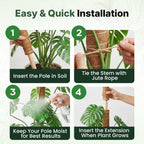 4 Pack 16" Moss Pole Monstera Plant Support - Stackable up to 48" - Plant Stakes for Indoor Climbing Plants Potted - Tall Coco Coir Pole Sticks & Accessories for Monstera, Pothos & Philodendron