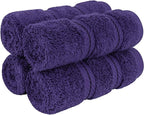 American Soft Linen Luxury Washcloths for Bathroom, 600 GSM 100% Cotton 4 Piece Turkish Wash Cloth Set, 13x13 in Soft Rags for Body and Face, Purple Washcloths