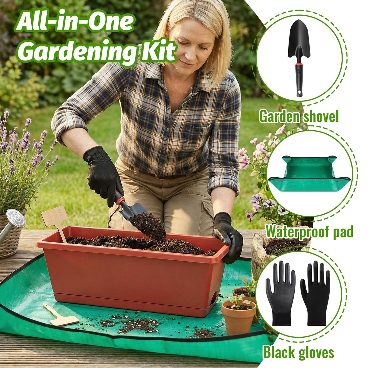 CAKKVDE 7 Pack 17 Inch Rectangular Plastic Window Box Planters(Brick-red)