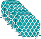 SleepMan Outdoor 17"x16" Chair Cushions with Ties Set of 6, Water Resistant All Weather U-Shape Seat Pads for Patio Garden Furniture Indoor Fade Resistant Patio Cushions (Aqua Plaid)
