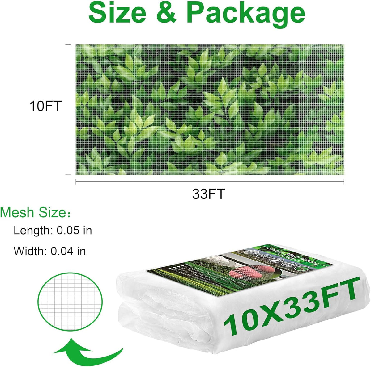 FOTMISHU Garden Netting 10x33FT Ultra Fine Mesh Netting Bird Barrier Protection Vegetable Fruit Tree Bushes Plant Cover for Raised Bed