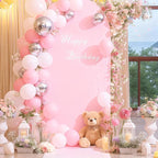 6FT Pink Arch Backdrop Cover - Polyester Fitted Wedding Arch Stand Covers Round Top Chiara Arch Backdrop Cover for Birthday Party Banquet Photo Background Decoration