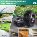 12'' Flat Free Tires Rubber Replacement Solid Tire and Wheel Assemblies for Hand Trucks Garden Cart Wheelbarrow - 3.5”Wide Polyurethane Tires 2.1 Hub with 5/8 Inch Axle Borehole (410/350-6)
