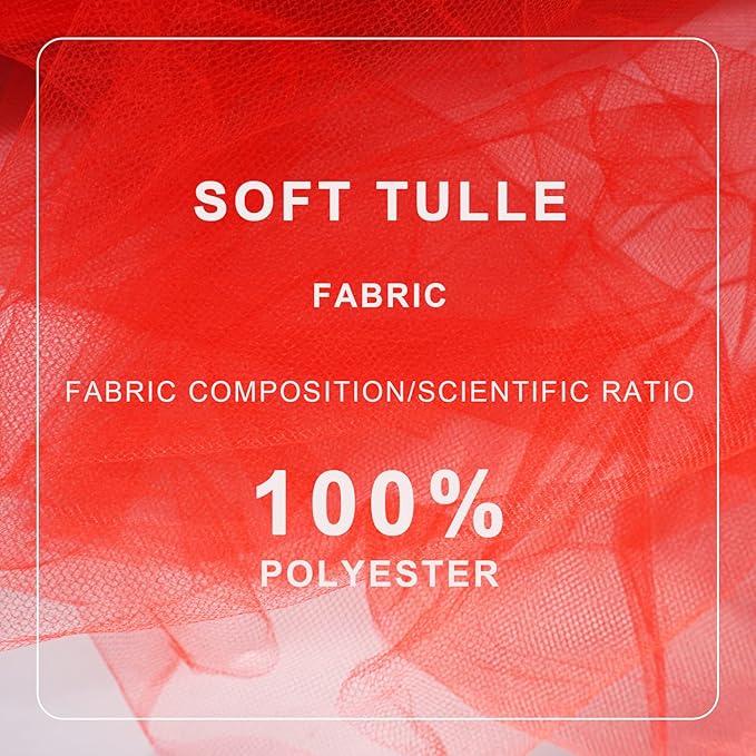 Red Tulle Fabric Roll Spool Bolt (54 Inch by 40 Yards) Large Tulle Wedding Party Decoration, Tutu Skirt, Table Runner, Gift Wrapping, Bridal Shower, Soft & Drape (Red)