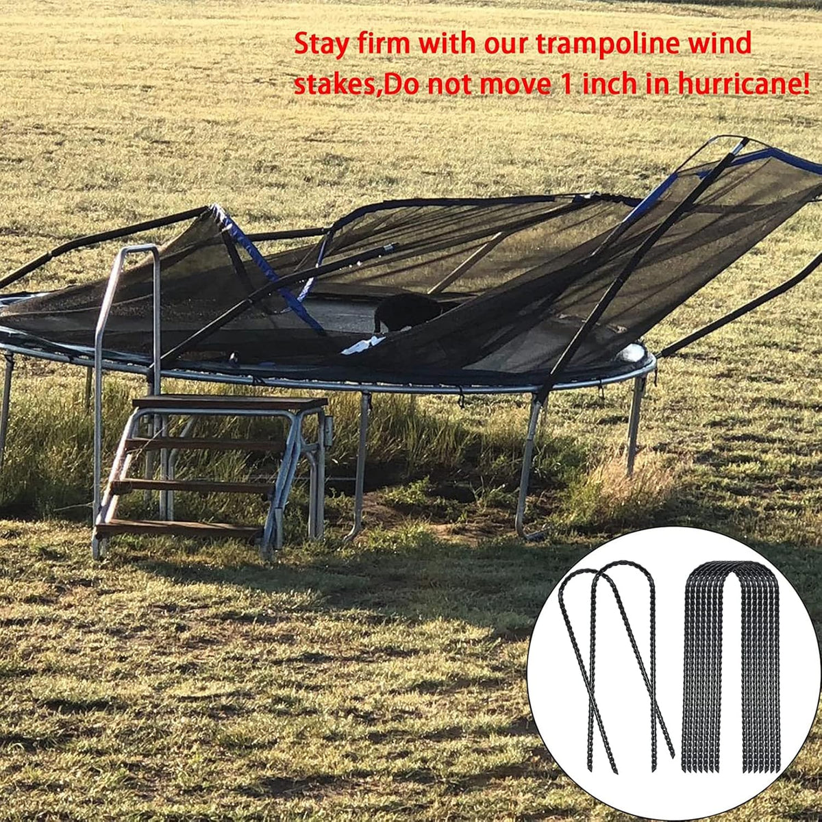 20 Pack 10 Inch Heavy Duty Trampolines Wind Stakes Galvanized Steel Garden Stakes U-Shaped Staples for Landscaping, Camping Tents, Soccer Goals and Garden Decoration
