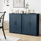 Tangkula Bathroom Floor Storage Cabinet, 31.5" H Freestanding Pantry Cabinet with 2 Doors and Adjustable Shelves, Kitchen Cupboard for Living Room, Dining Room, Bathroom (Navy Blue, 31.5" H)