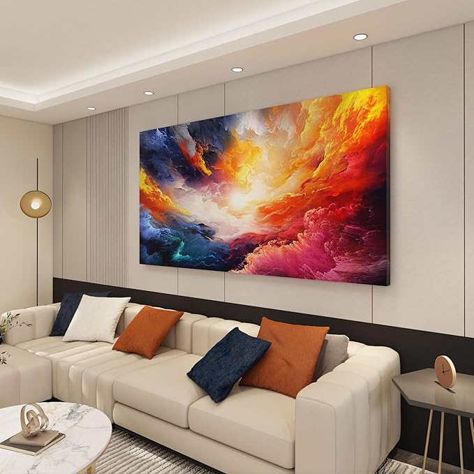 Pogusmavi Wall Art for Living Room - Abstract Canvas Wall Art - Colorful Paintings for Wall Decorations - Large Wall Decor - Art Work for Office Contemporary Home 58×29in