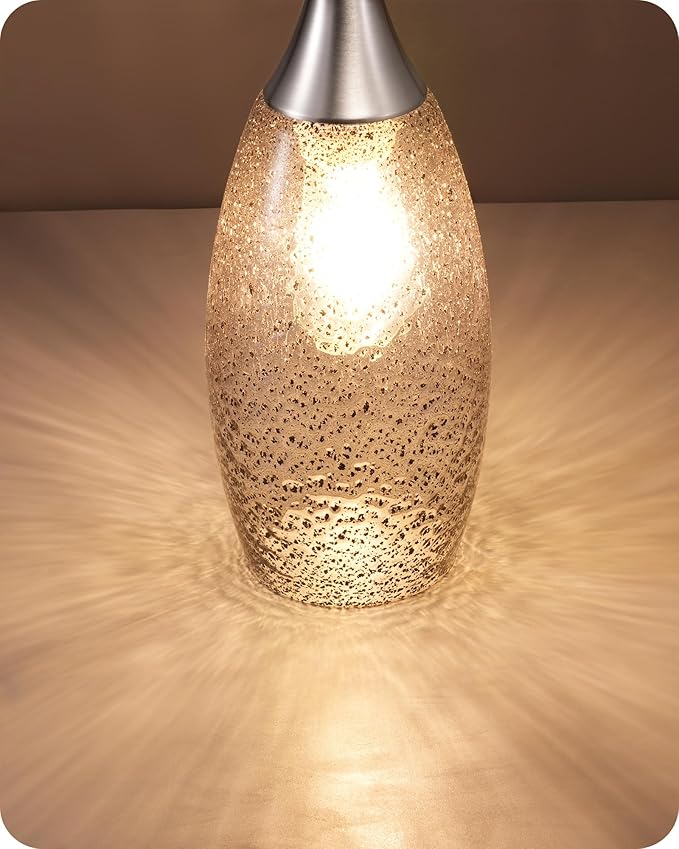 EDISHINE Pendant Light Fixture, Handcrafted Art Glass Hanging Light, Hardwired Ceiling Light with Grey Seed Glass Shade, Adjustable Brushed Nickel Rods, E26 Base, Pendant Lamp for Kitchen Bathroom Bar